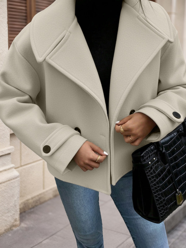 New Fashion Office Ladies 2025 Autumn Wool Coat Women's Autumn Winter Turn-down Collar Wool Coats Casual Female Overcoat Q197