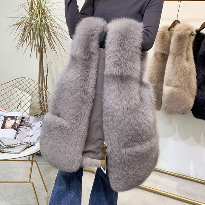 Korean Faux Fur Vest Coat 2025 Women Thicken Winter Sleeveless V-neck Ladies Loose Warm Fur Vest Jackets Casual  P192