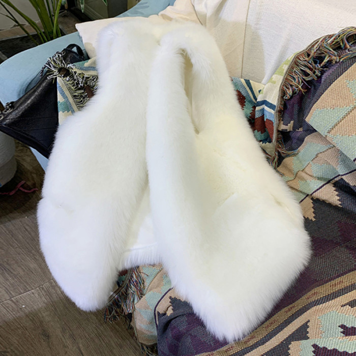 Korean Faux Fur Vest Coat 2025 Women Thicken Winter Sleeveless V-neck Ladies Loose Warm Fur Vest Jackets Casual  P192