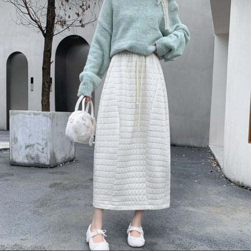 New Warm Ladies Long Skirt 2025 Autumn Winter women's Down Cotton Loose  Skirt High Waist Female L196A