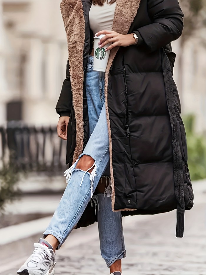 Lace-up Warm Cotton Padded Jacket Ladies Women Loose 2025  Winter  Long Over Puffer Coat Female Hooded  Cotton Padded K193c
