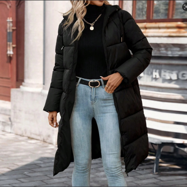 New Warm Cotton Padded Jacket Ladies Women Loose 2025  Winter  Long Over Puffer Coat Female Hooded  Cotton Padded K193D
