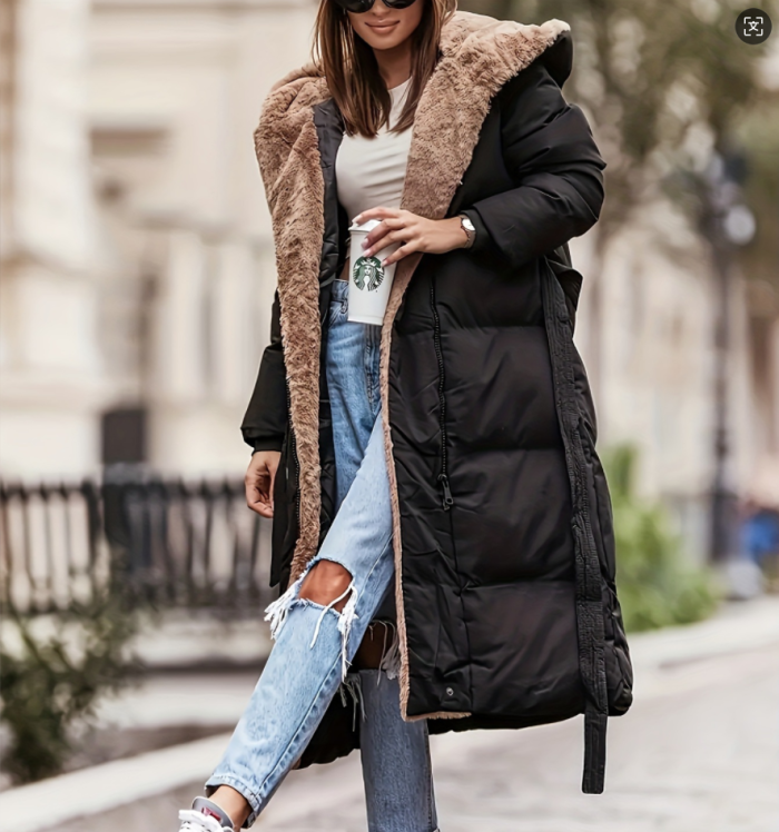 Lace-up Warm Cotton Padded Jacket Ladies Women Loose 2025  Winter  Long Over Puffer Coat Female Hooded  Cotton Padded K193c