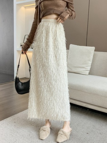Split Skirt for Women's Autumn and Winter French Style Buttocks Wrapped  Straight Tube Skirt, Medium Length Skirt A-line Skirt