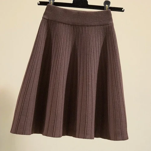 High-Waisted Knit Umbrella Skirt Mini Dress A-Line Cropped Petite Plus Size Fall Winter Women's Fashion