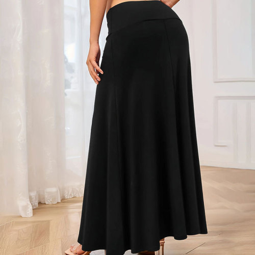 Women's Looose  Solid Color Knitted Casual Trendy Ankle Length A-line Skirts Female Clothes 2025 Summer New Fashion American