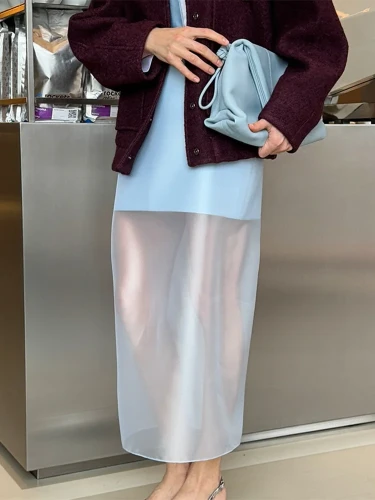 See Through Mesh Patchwork Skirts Women Fashion High Waist Casual Commuting Streetwear 2025 Vacation Party Elegant Skirt