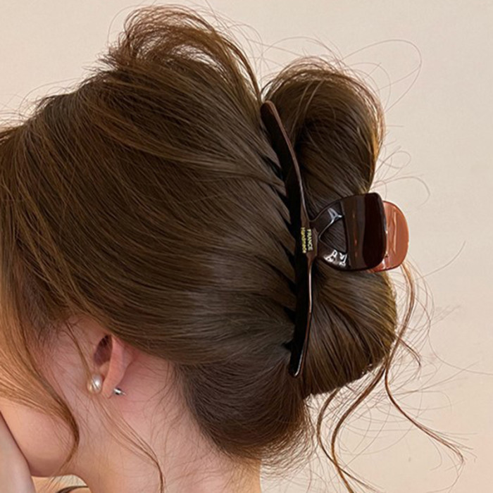 Korean Series Acetic Acid Hair Claws for Women High-End Large Shark Clip Back of Head Hair Volume Multiple Accessory Gift