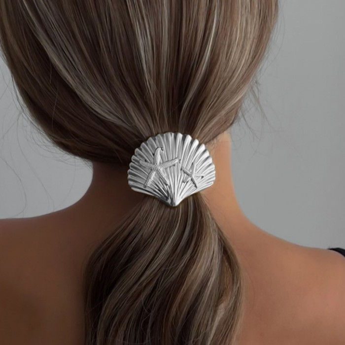 2025 Metal Irregular Shell Starfish Hair Bands for Women Simple Hair Scrunchies Elastic Hair Rope Ponytail Hair Accessories