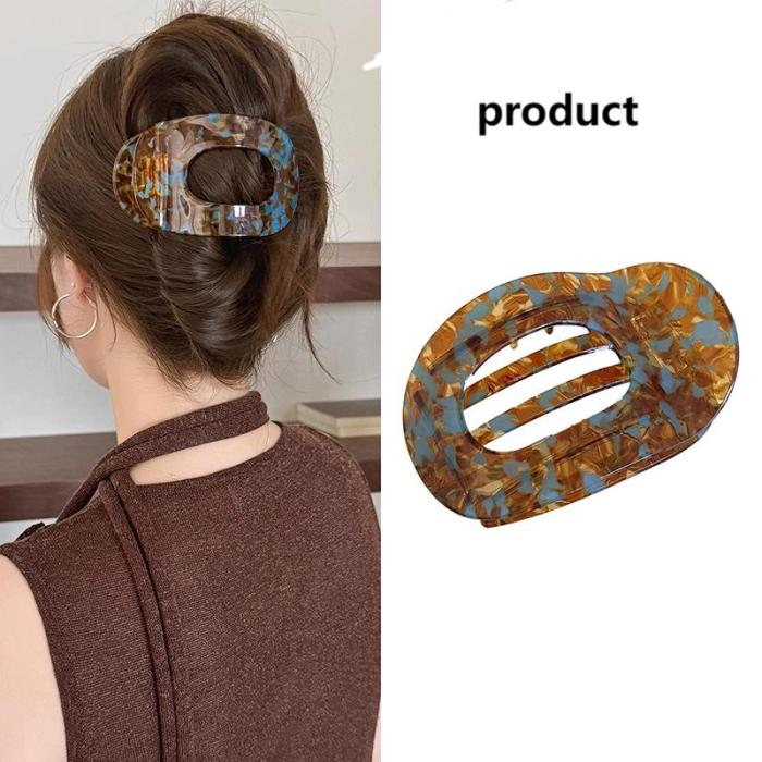 Amber Flat Oval Acetic Acid Hair Clips for Women Korean Style Large High-End Spring Duckbill Clip Hair Volume Multiple Accessory