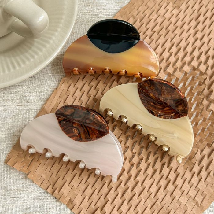 Vintage Spliced Acetic Acid Hair Claw Clip Headwear for Women 2024 High Quality Korea Elegant Geometric Hairpin Hair Accessories