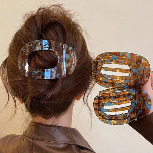 Amber Flat Oval Acetic Acid Hair Clips for Women Korean Style Large High-End Spring Duckbill Clip Hair Volume Multiple Accessory