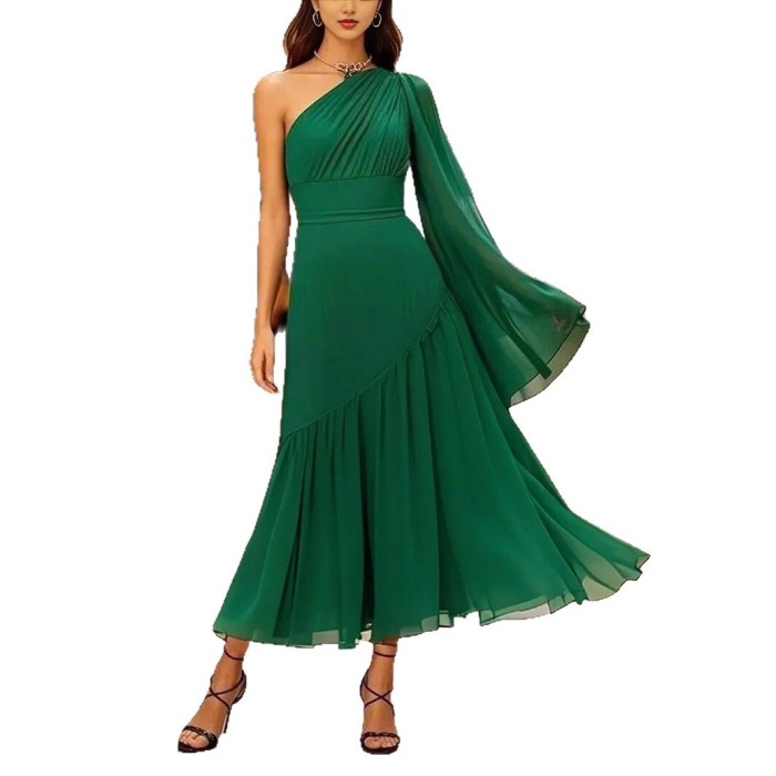 New Women's Backless Long Dress Fashion Asymmetrical Shoulder Slim Fit Dress Solid Color Slim Fit Gown Robe Vestido Women Party