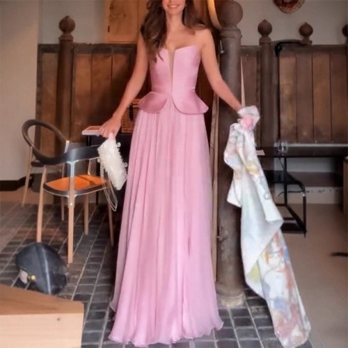 Sexy Women Corset Wedding Bridesmaid Floor Length Dress Elegant Off Shoulder Folds Ball Gown Guest Party Evening Long Dress