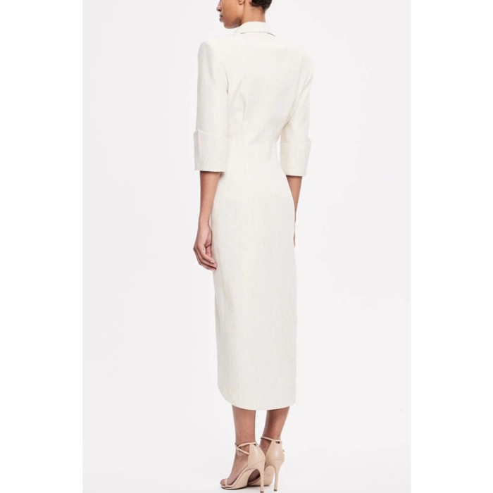 Slim Blazer Dress for Women Autumn Elegant Chic Office Lady Corset Button Notched Party Bodycon Irregular Suit Dress Split Robe