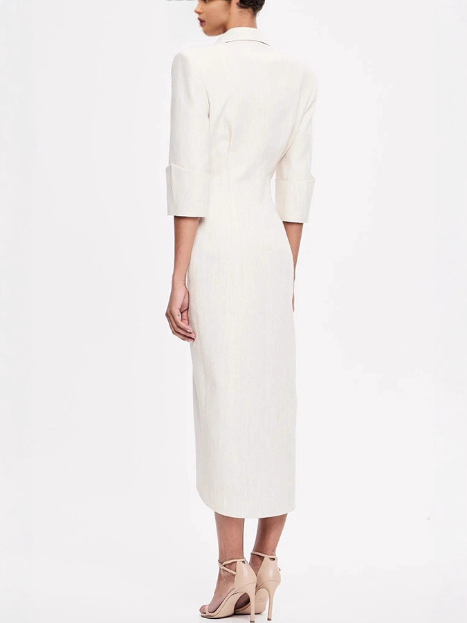 Slim Blazer Dress for Women Autumn Elegant Chic Office Lady Corset Button Notched Party Bodycon Irregular Suit Dress Split Robe
