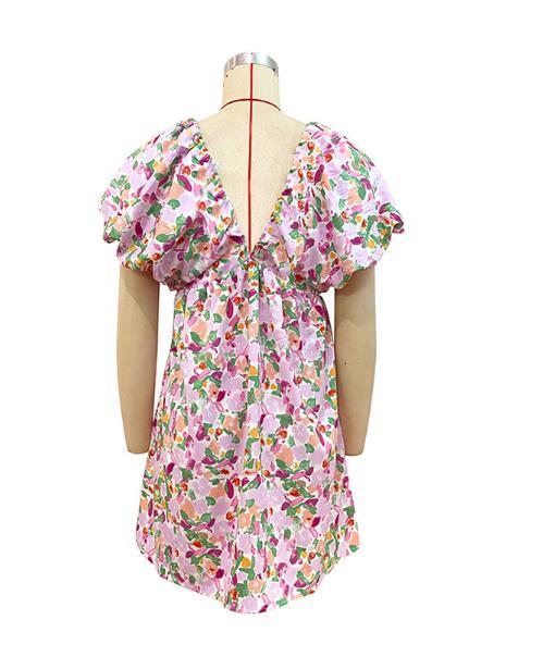 Sexy Sweet Bubble Sleeve Bow Print Mini Dress ✨