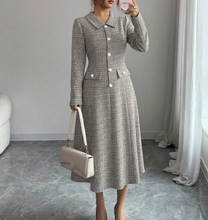 Fashion Elegant Notch Front A-Line Dress ✨