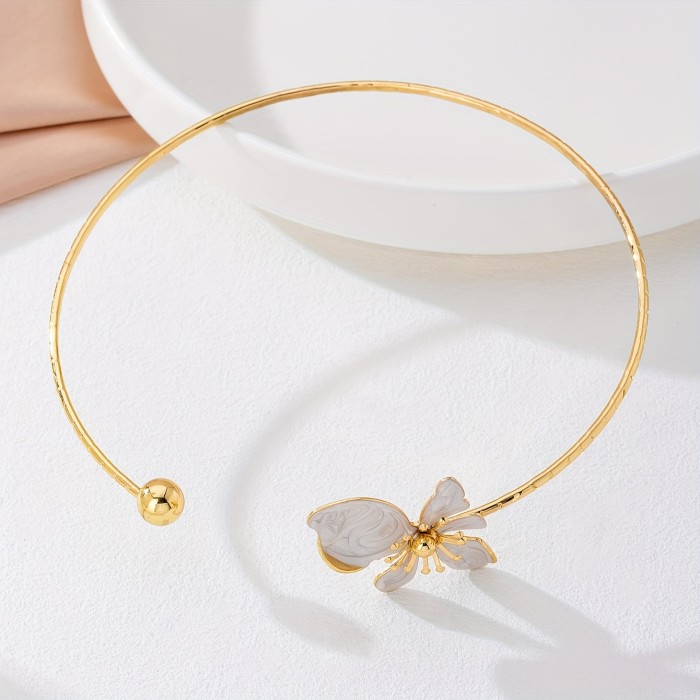 Stylish Enamel Oil-Textured Floral Geometric Choker ✨