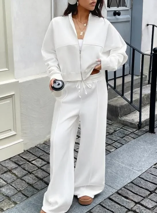 Zipper Jacket & Long Pants Two-Piece Outfit ✨