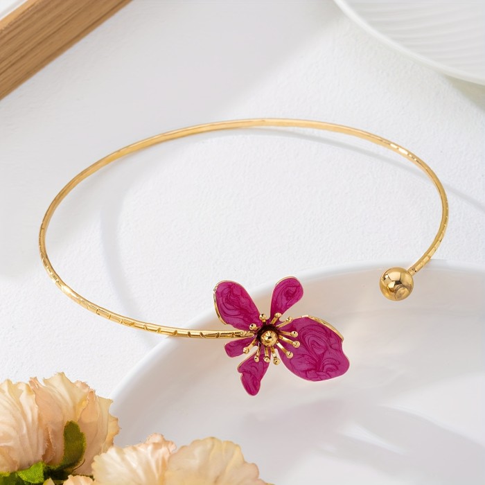 Stylish Enamel Oil-Textured Floral Geometric Choker ✨