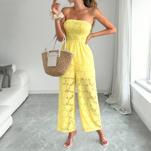 Summer Yellow Perspective Sleeveless Temperament Jumpsuit ✨
