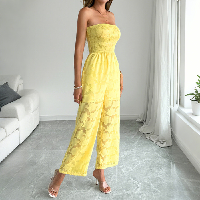 Summer Yellow Perspective Sleeveless Temperament Jumpsuit ✨
