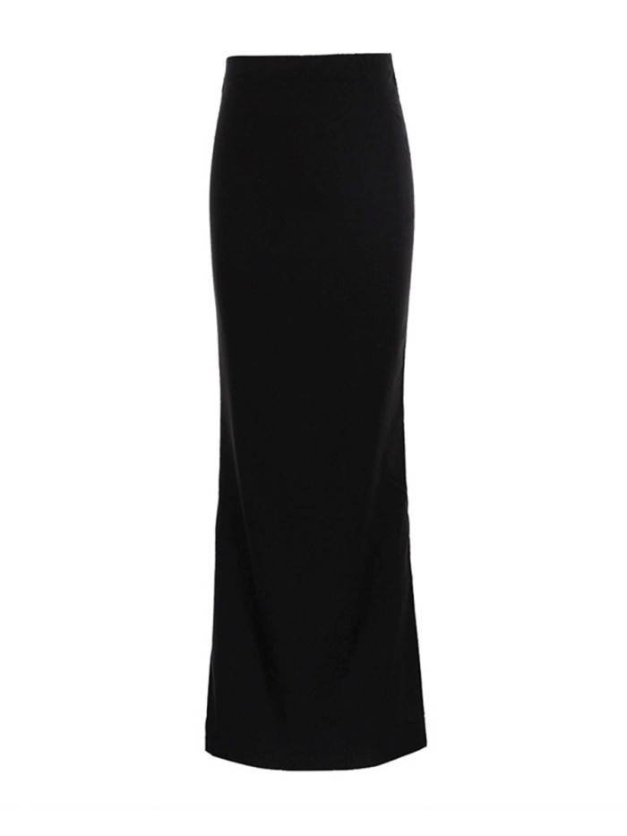 Solid Color High Waisted Column Skirts Bottoms
