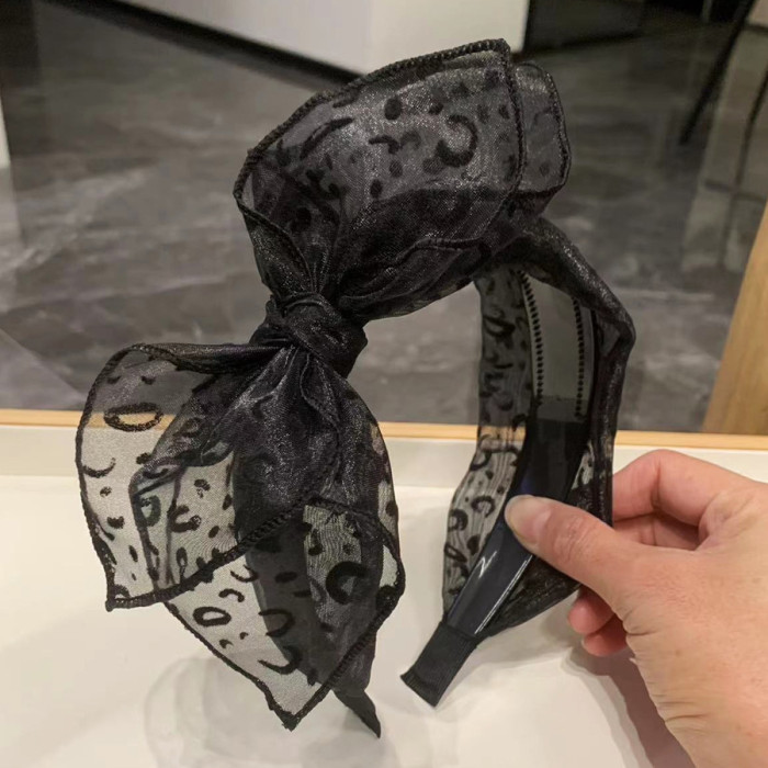 Vintage Leopard Mesh Bow Headbands - Wide Non-Slip Women’s Hair Accessories