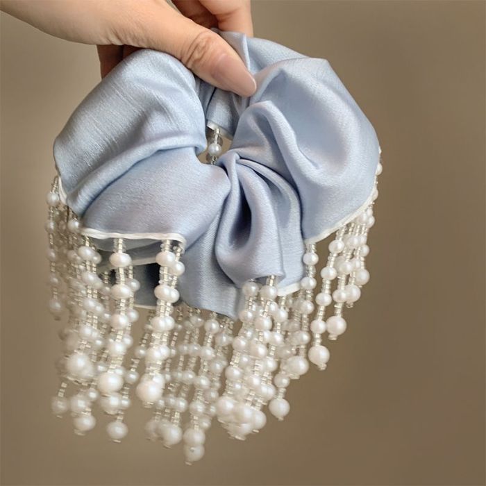 💫Beige Tassel Large Intestine Hair Band | Women’s High-End Oversized Bun Accessory