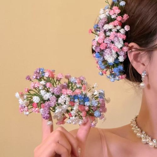🌸3Pcs Boho Simulated Breath Flower Duckbill Clips | Women’s Floral Daily Vacation Hair Accessories