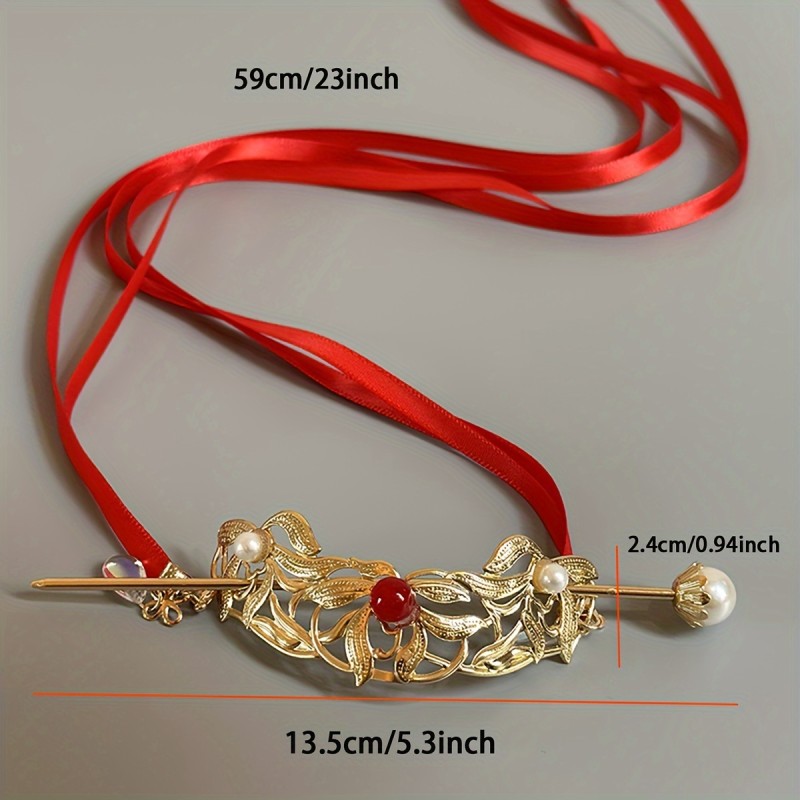 A New Chinese-Style Elegant And Easy Horse-Face Skirt Hair Accessory with a Ribbon for Women