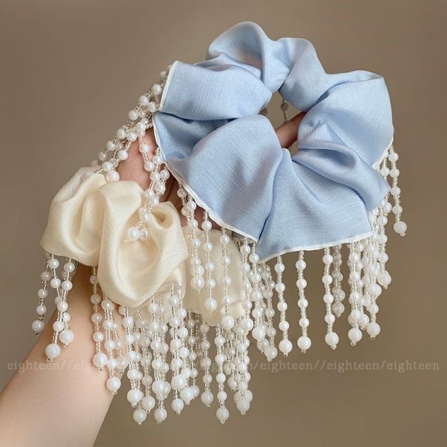 💫Beige Tassel Large Intestine Hair Band | Women’s High-End Oversized Bun Accessory