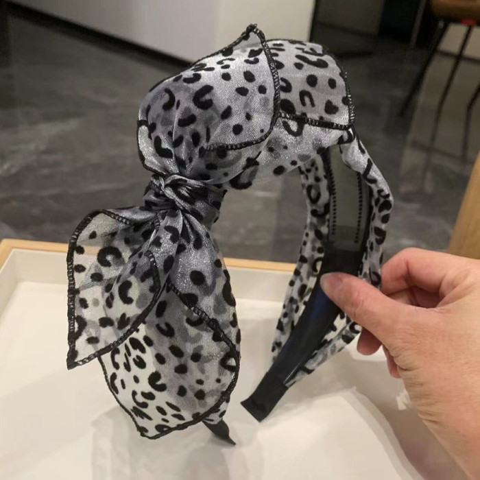 Vintage Leopard Mesh Bow Headbands - Wide Non-Slip Women’s Hair Accessories