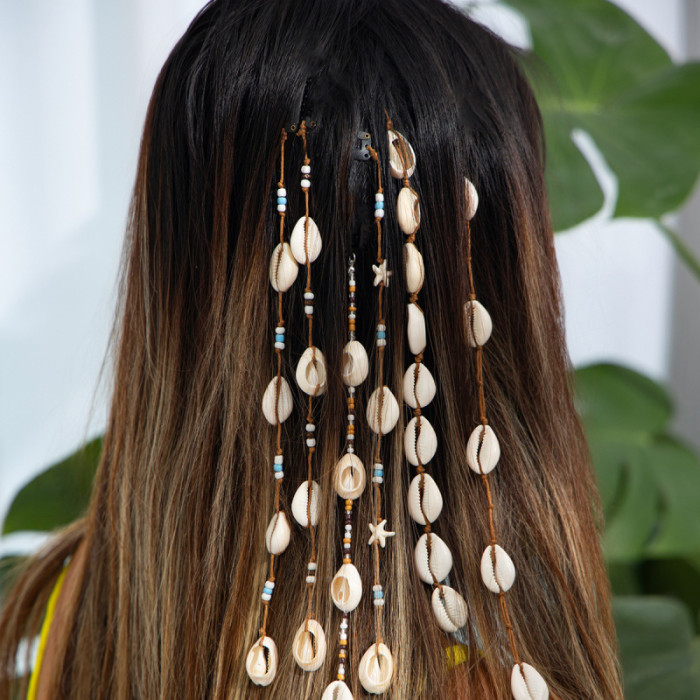 Bohemian Style Rice Bead Fringed Pendant Hair Chain | Handmade Beaded Women'S Hair Additions