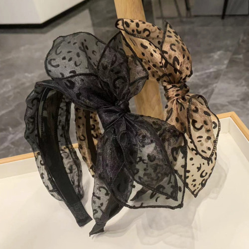Vintage Leopard Mesh Bow Headbands - Wide Non-Slip Women’s Hair Accessories