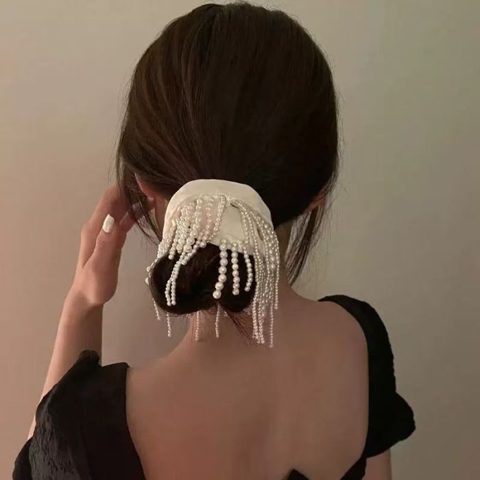💫Beige Tassel Large Intestine Hair Band | Women’s High-End Oversized Bun Accessory