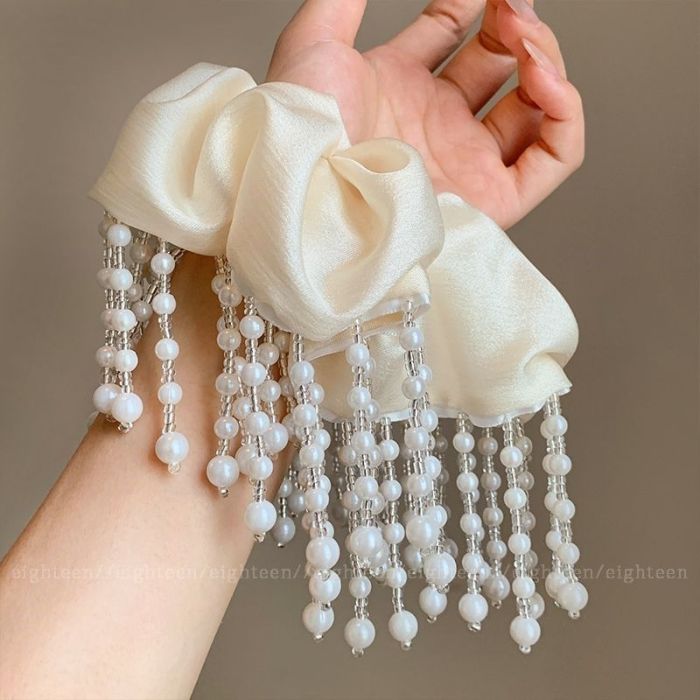 💫Beige Tassel Large Intestine Hair Band | Women’s High-End Oversized Bun Accessory