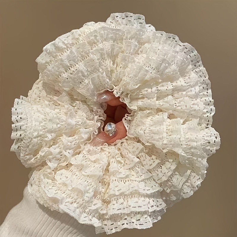 🎀Premium Fluffy Lace-Trimmed Hair Tie | Layered Bun Ponytail Hair Accessory 2 Colors