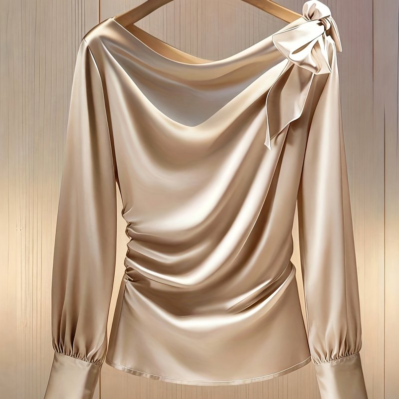 🎀Women’s Bow Tie Fitted Waist Blouse | Pleated Long Sleeve Spring Autumn Casual Professional Top
