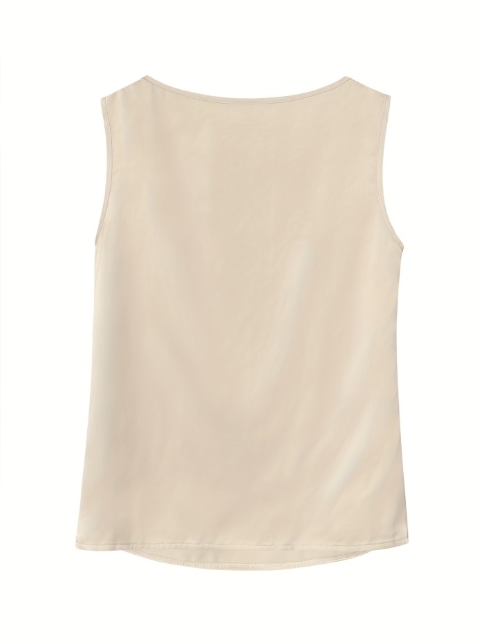 ✨Elegant Round Neck Sleeveless Top | Non-See-Through Office Party Casual Blouse