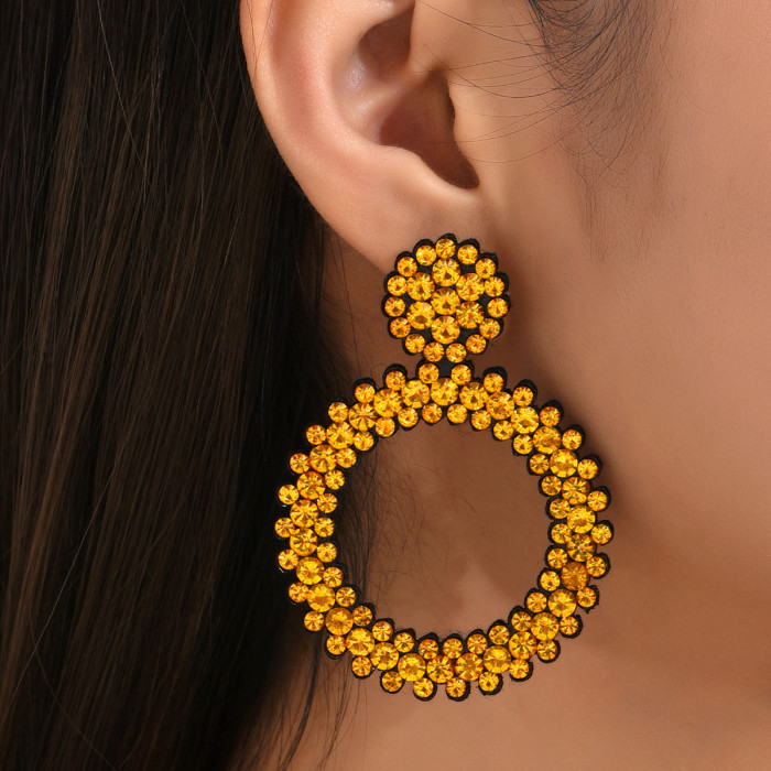 Women’s Euro-American Minimalist Earrings | Full Rhinestone Hoop Fashion Jewelry
