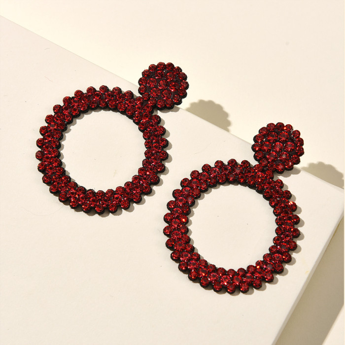 Women’s Euro-American Minimalist Earrings | Full Rhinestone Hoop Fashion Jewelry