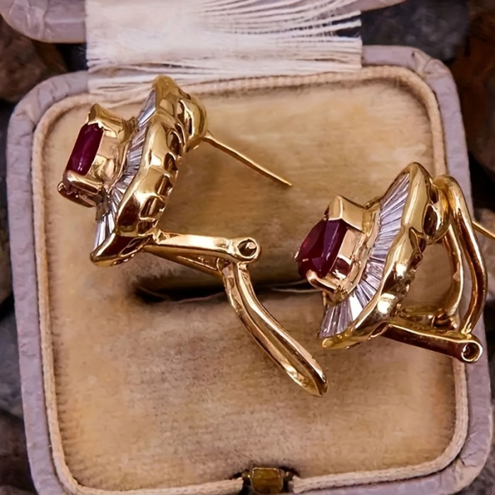 ❤️Women’s Vintage Luxe Red Zirconia Earrings | Exaggerated Creative Party Festive Everyday Dangles