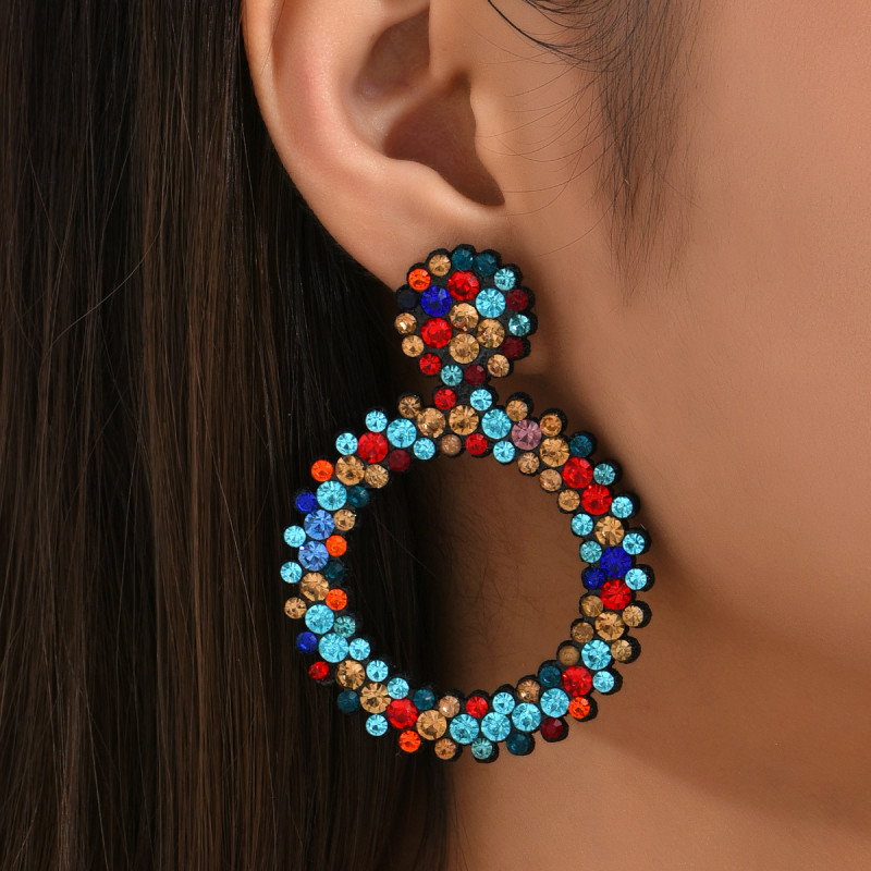 Women’s Euro-American Minimalist Earrings | Full Rhinestone Hoop Fashion Jewelry