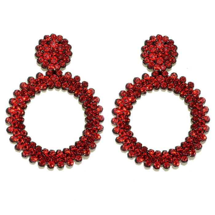 Women’s Euro-American Minimalist Earrings | Full Rhinestone Hoop Fashion Jewelry