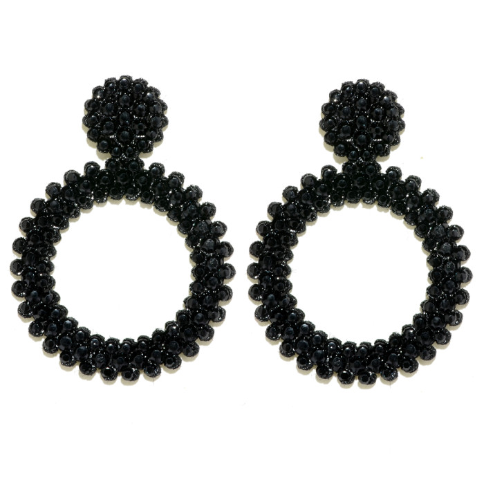 Women’s Euro-American Minimalist Earrings | Full Rhinestone Hoop Fashion Jewelry