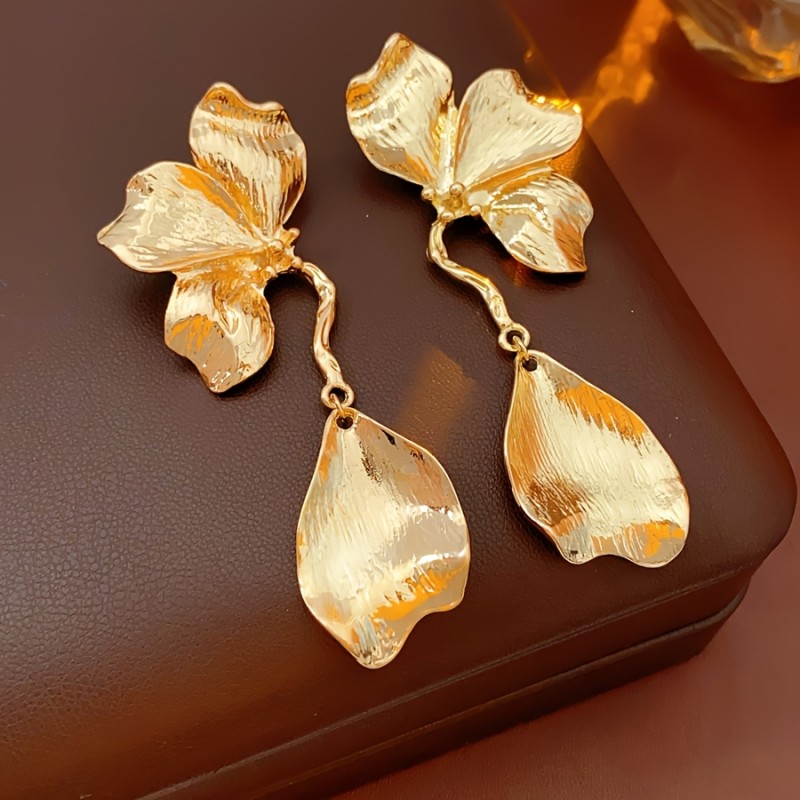 ✨Bridal Floral Long Drop Earrings | Vintage Luxury Wedding Dress Unique Accessories