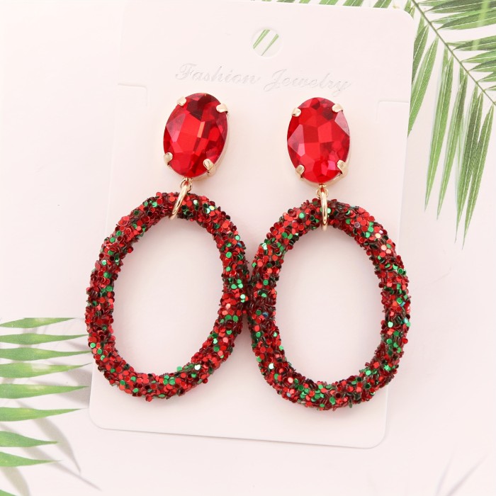 Boho Sequin Oval Earrings | Lightweight Dangle Party Prom Casual Year-Round Glam Accessories