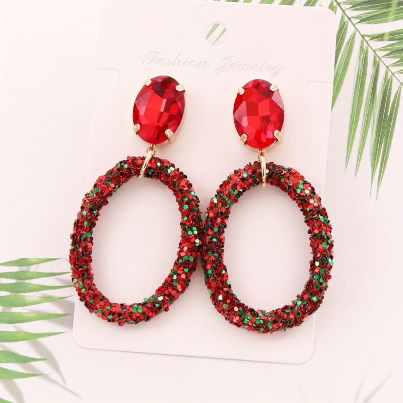 Boho Sequin Oval Earrings | Lightweight Dangle Party Prom Casual Year-Round Glam Accessories
